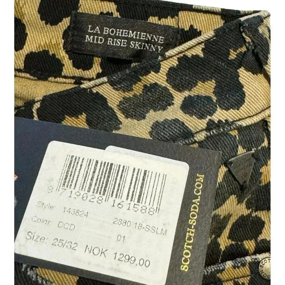 NEW Scotch & Soda Women’s Size 25/32 Leopard La Bohémienne Mid Rise Skinny NWT - Picture 4 of 7